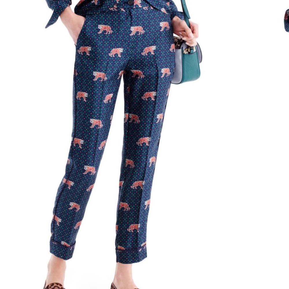 J.Crew Bengal Tiger 🐅 Print Silk Easy Pant